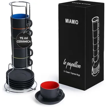 MIAMIO 6 x 75 ml Tazas Cafe Espresso De Cerámica de Gres